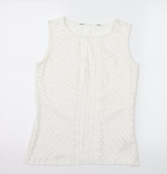 Womens UK Size 10 Debenhams White Basic Tank