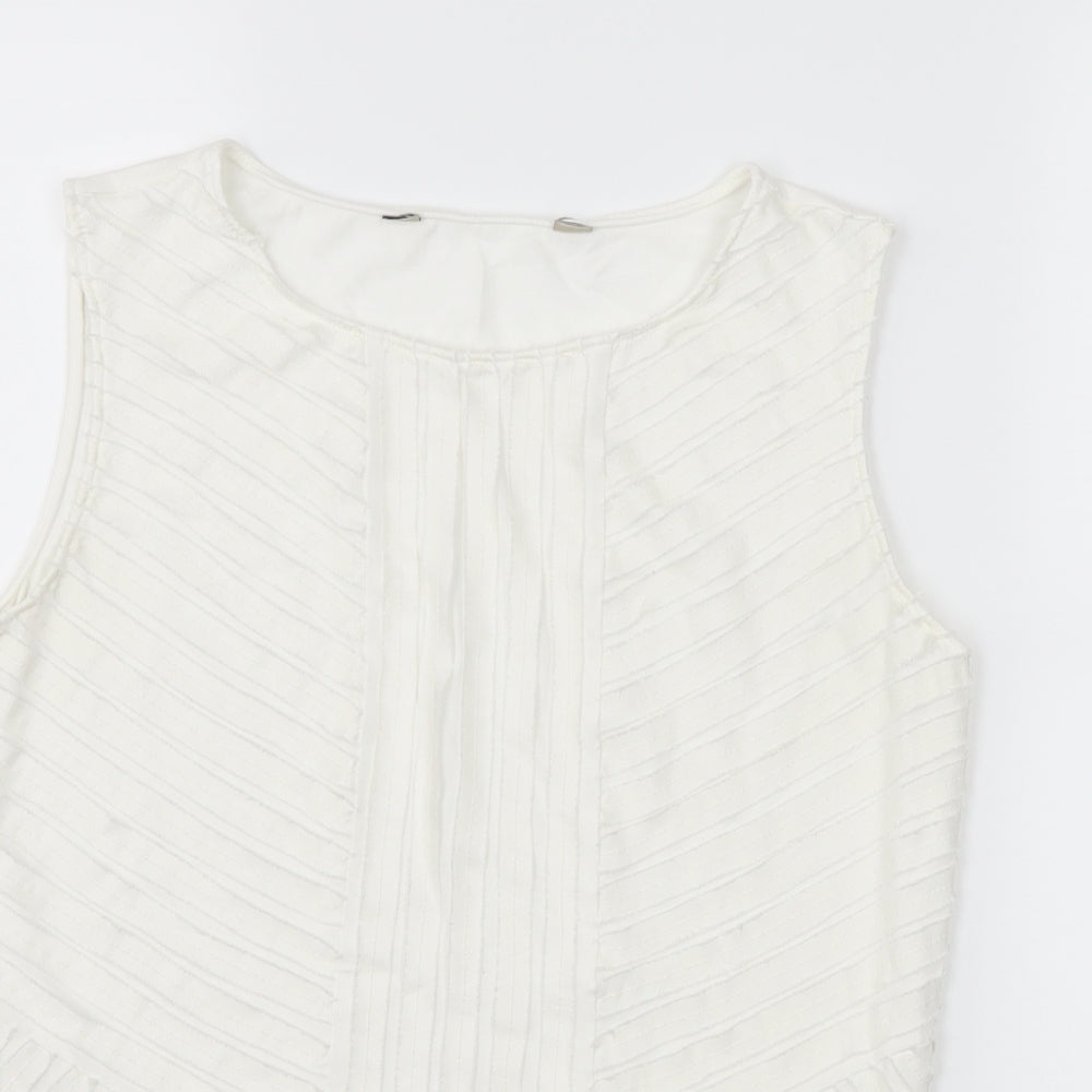 Womens UK Size 10 Debenhams White Basic Tank