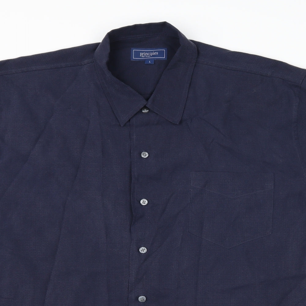 Principles Mens Blue    Button-Up Size L
