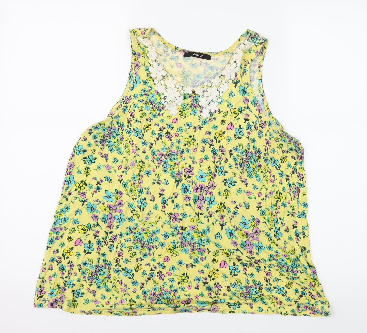Womens UK Size 14 George Yellow Basic Tank