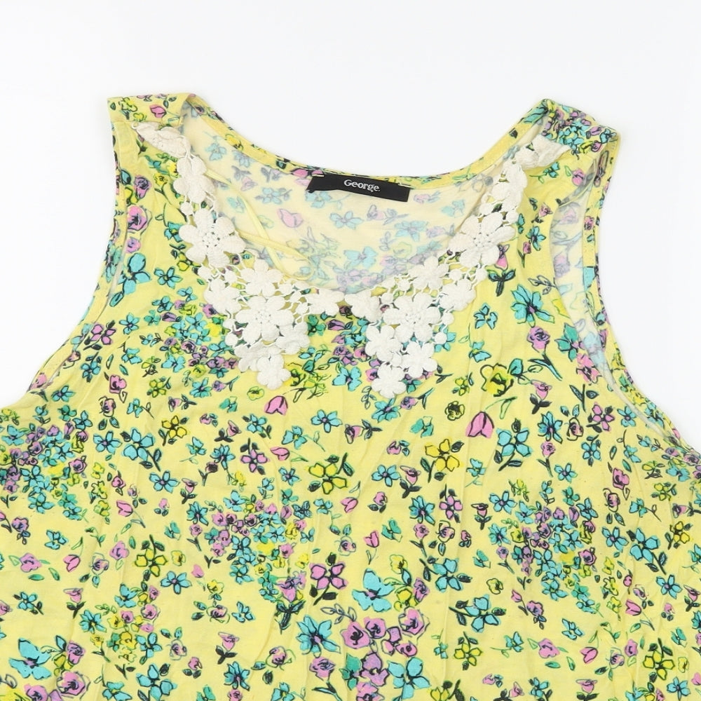 Womens UK Size 14 George Yellow Basic Tank