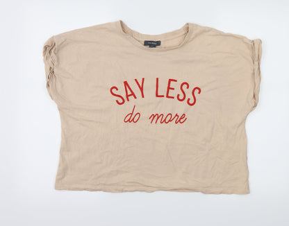 Primark Womens Beige  Jersey Basic T-Shirt Size 14  - Say less do more