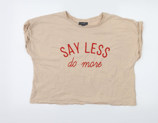 Primark Womens Beige  Jersey Basic T-Shirt Size 14  - Say less do more