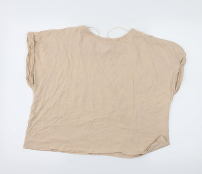 Primark Womens Beige  Jersey Basic T-Shirt Size 14  - Say less do more