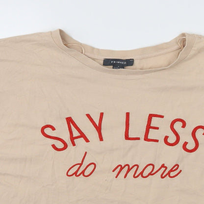 Primark Womens Beige  Jersey Basic T-Shirt Size 14  - Say less do more