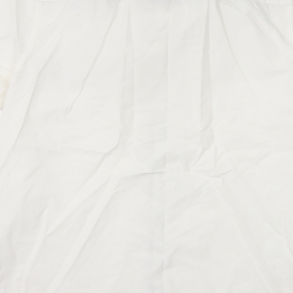 Mens UK Size XL Cedar Wood State White  Button-Up Short Sleeve Casual Shirt