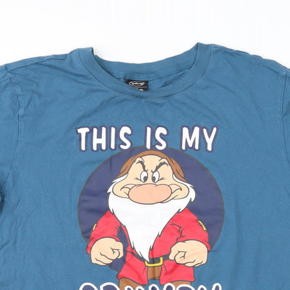 George Mens Blue  Jersey  T-Shirt Size S  - Grumpy Face