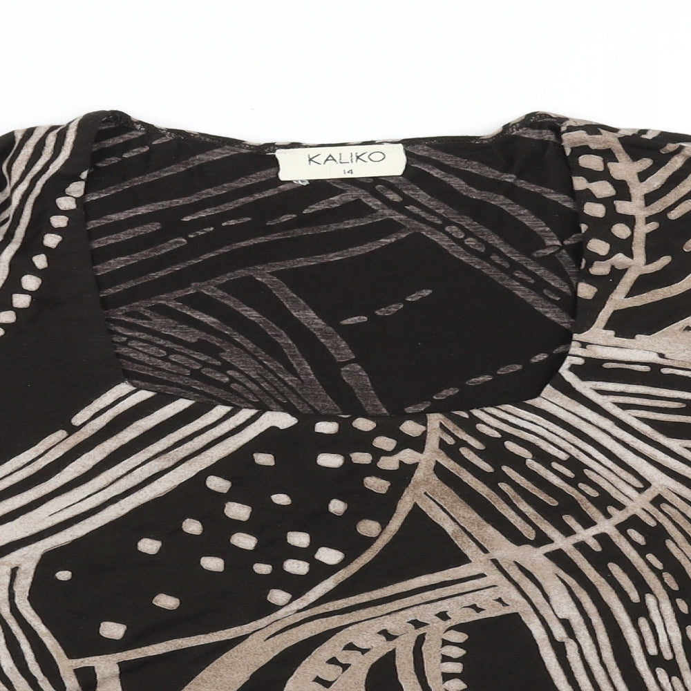 Womens UK Size 14 Kaliko Brown Basic T-Shirt