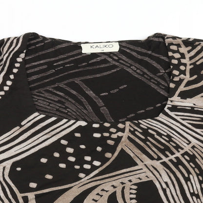 Womens UK Size 14 Kaliko Brown Basic T-Shirt
