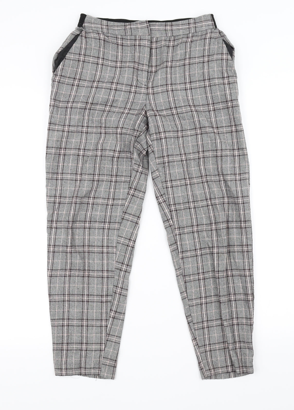 Primark Womens Grey Check  Trousers  Size 6 L23 in