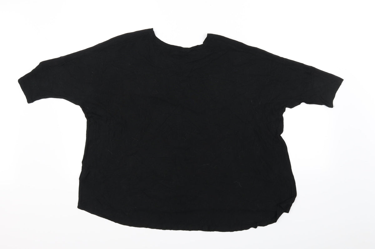 Back view of ELOGY women’s black basic t-shirt, size XS
