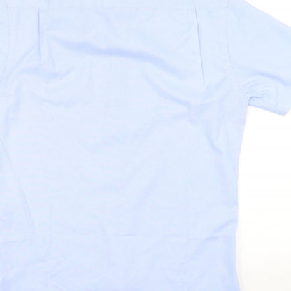 Mens UK Size 15.5 Cedar Wood State Blue  Button-Up Short Sleeve Casual Shirt