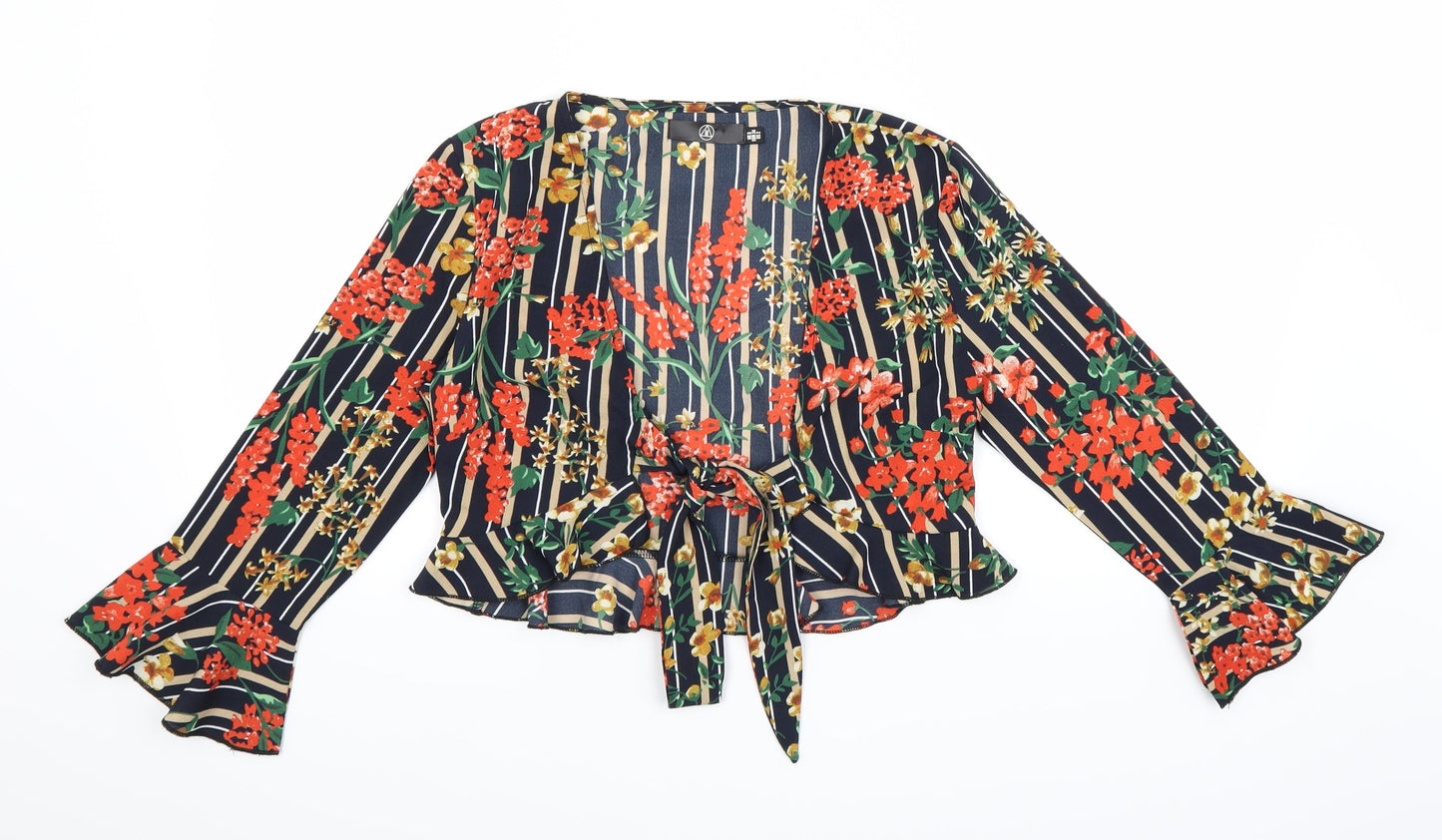Missguided Womens Red Floral  Cardigan Jumper Size 6