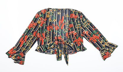 Missguided Womens Red Floral  Cardigan Jumper Size 6