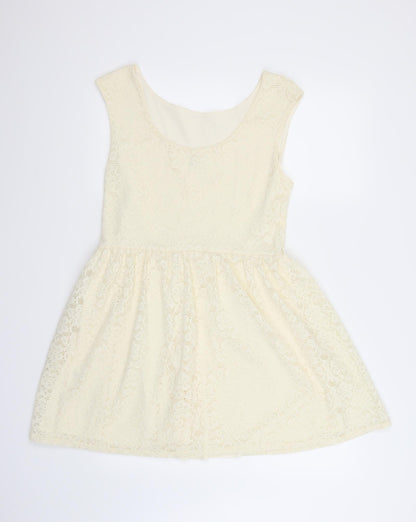 River Island Womens Ivory Geometric  Fit & Flare  Size 12