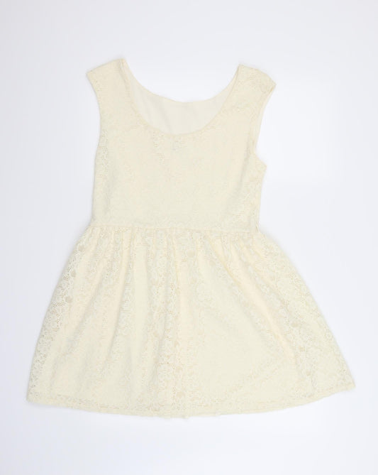 River Island Womens Ivory Geometric  Fit & Flare  Size 12