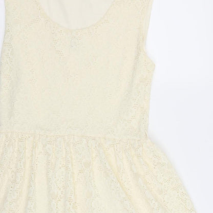 River Island Womens Ivory Geometric  Fit & Flare  Size 12