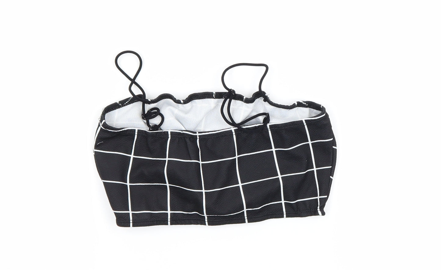 SheIn Womens Black Check  Cropped T-Shirt Size 6