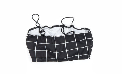 SheIn Womens Black Check  Cropped T-Shirt Size 6