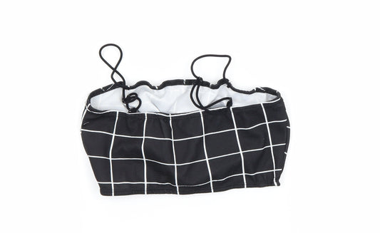 SheIn Womens Black Check  Cropped T-Shirt Size 6