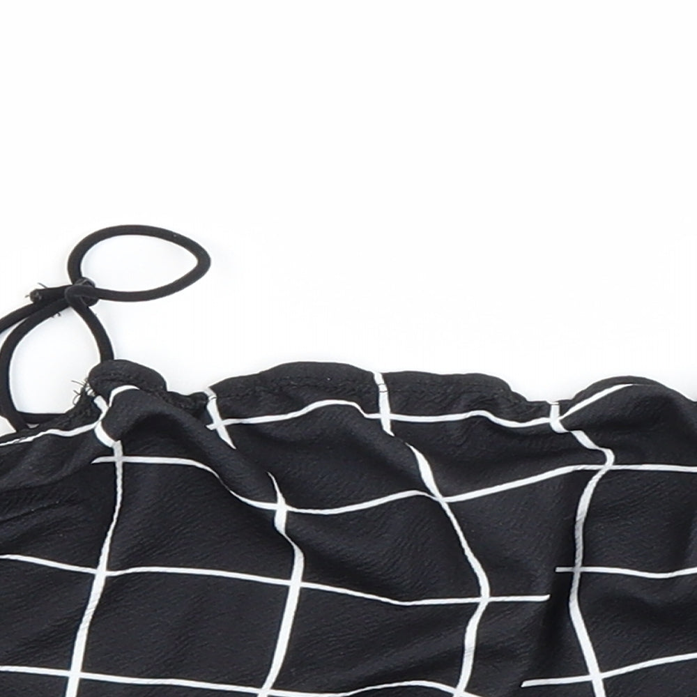 SheIn Womens Black Check  Cropped T-Shirt Size 6