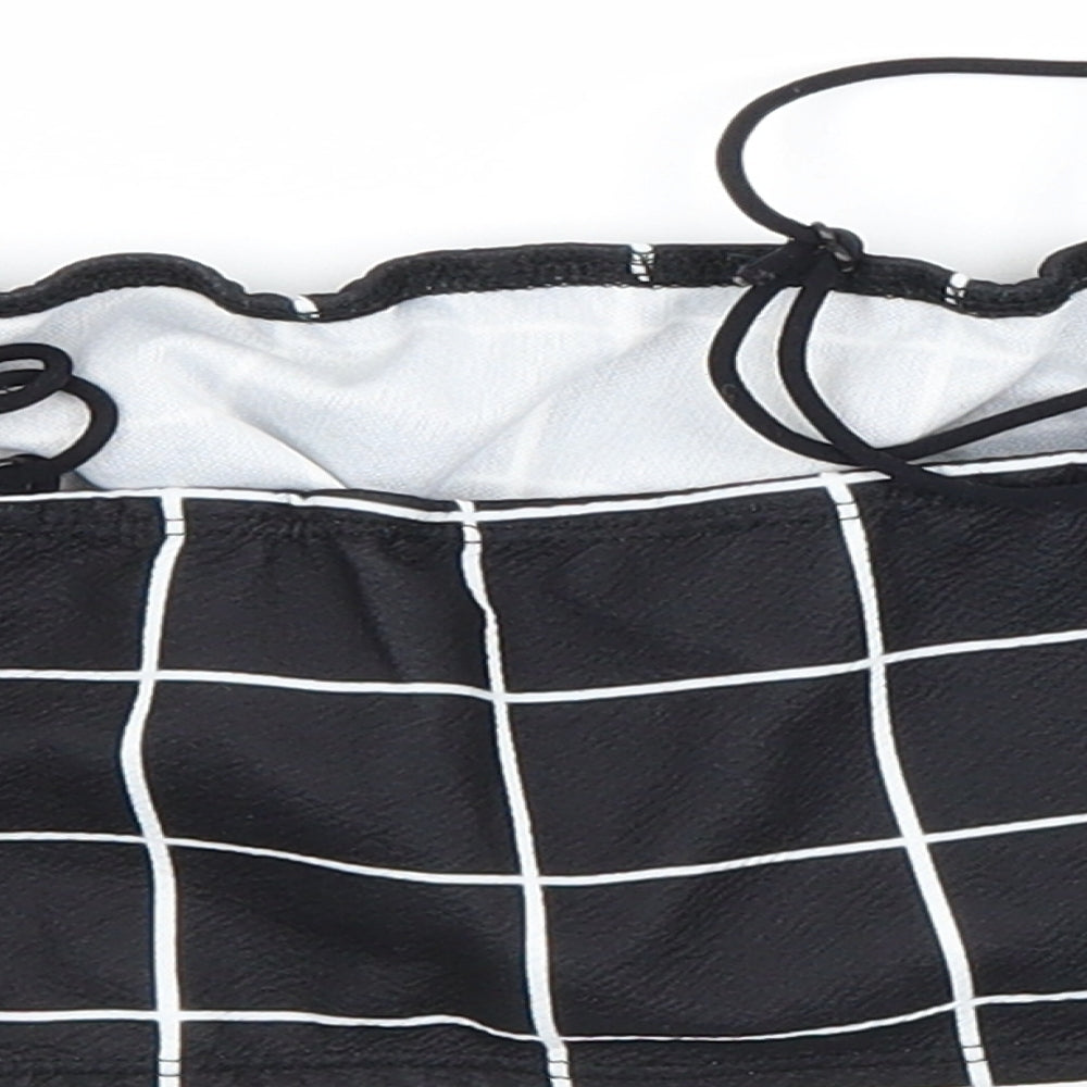 SheIn Womens Black Check  Cropped T-Shirt Size 6