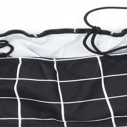 SheIn Womens Black Check  Cropped T-Shirt Size 6