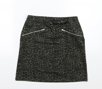 New Look Womens Green Animal Print  A-Line Skirt Size 8