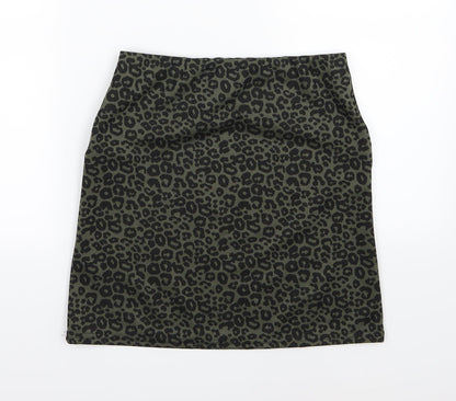 New Look Womens Green Animal Print  A-Line Skirt Size 8