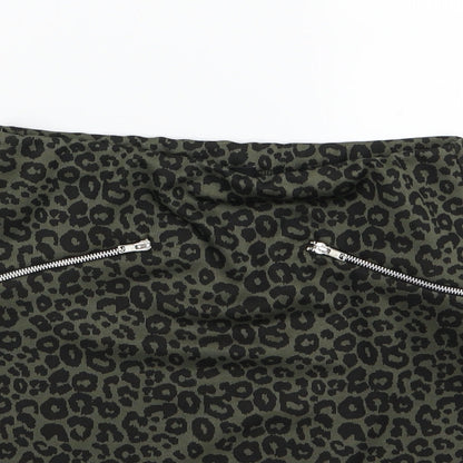 New Look Womens Green Animal Print  A-Line Skirt Size 8