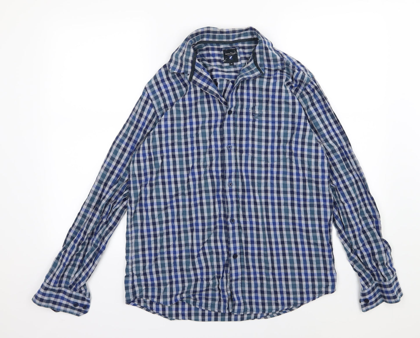 Mens UK Size M EWM Blue  Button-Up Long Sleeve Casual Shirt