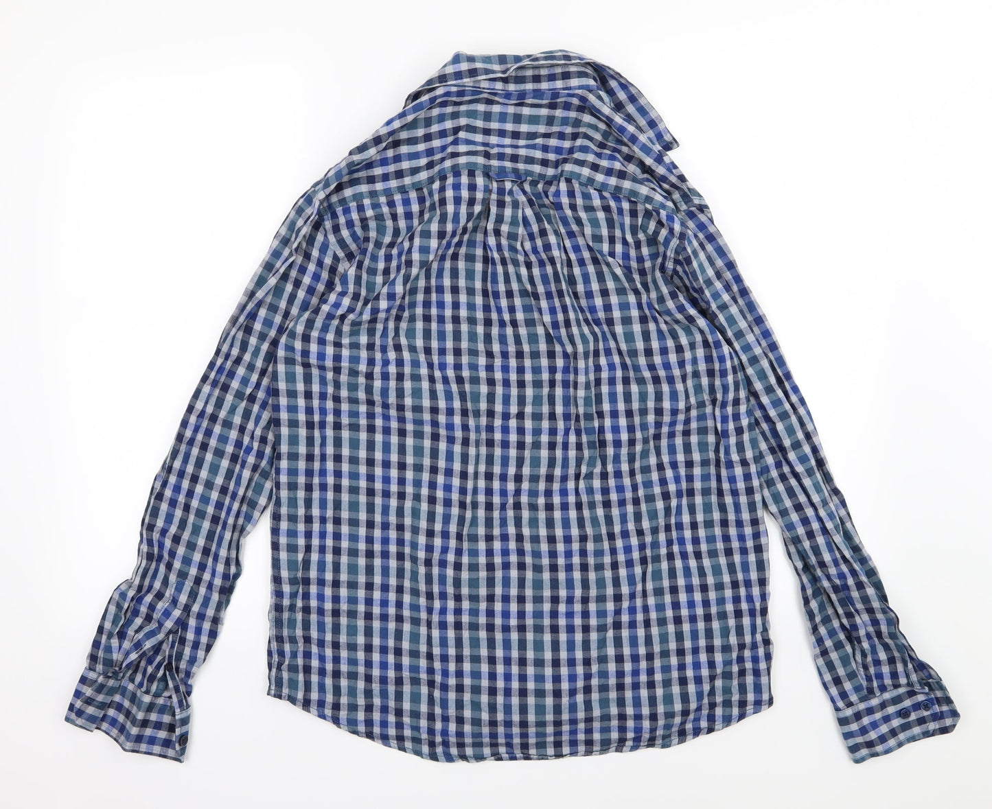 Mens UK Size M EWM Blue  Button-Up Long Sleeve Casual Shirt