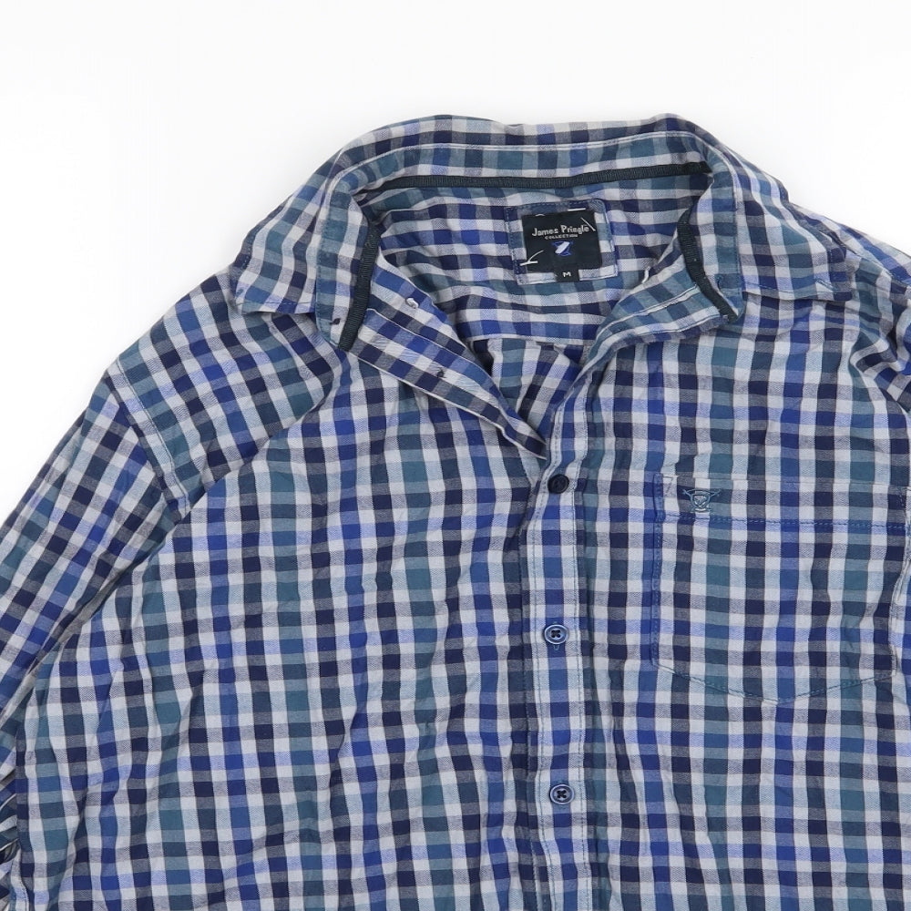 Mens UK Size M EWM Blue  Button-Up Long Sleeve Casual Shirt
