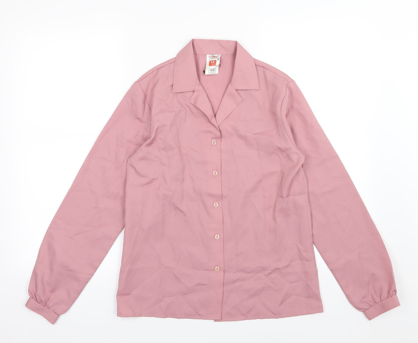 Womens UK Size 12 Marks and Spencer Pink Basic Button-Up