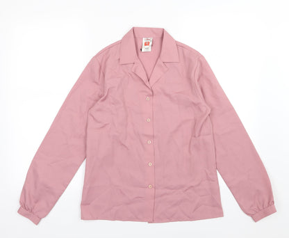 Womens UK Size 12 Marks and Spencer Pink Basic Button-Up