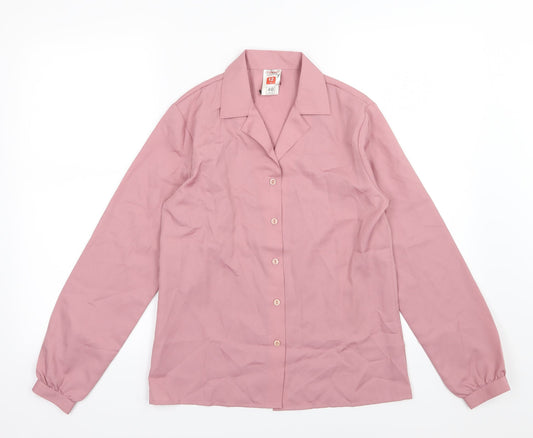 Womens UK Size 12 Marks and Spencer Pink Basic Button-Up