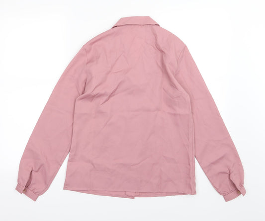 Womens UK Size 12 Marks and Spencer Pink Basic Button-Up