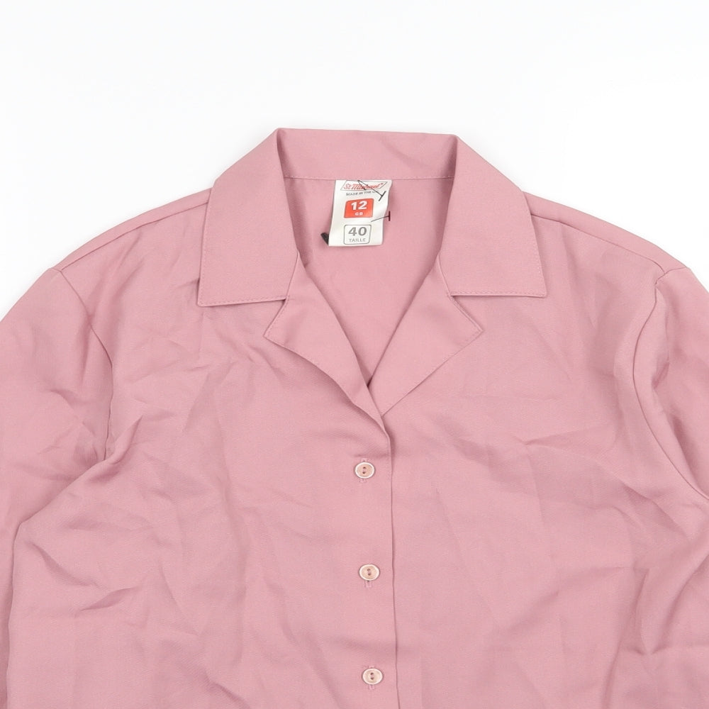 Womens UK Size 12 Marks and Spencer Pink Basic Button-Up