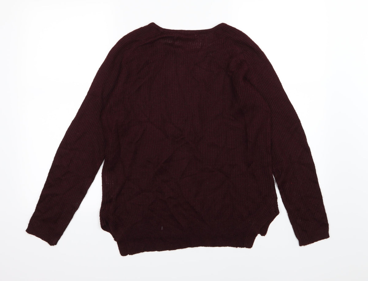 Back view of Pull&Bear women’s red knit jumper, size M