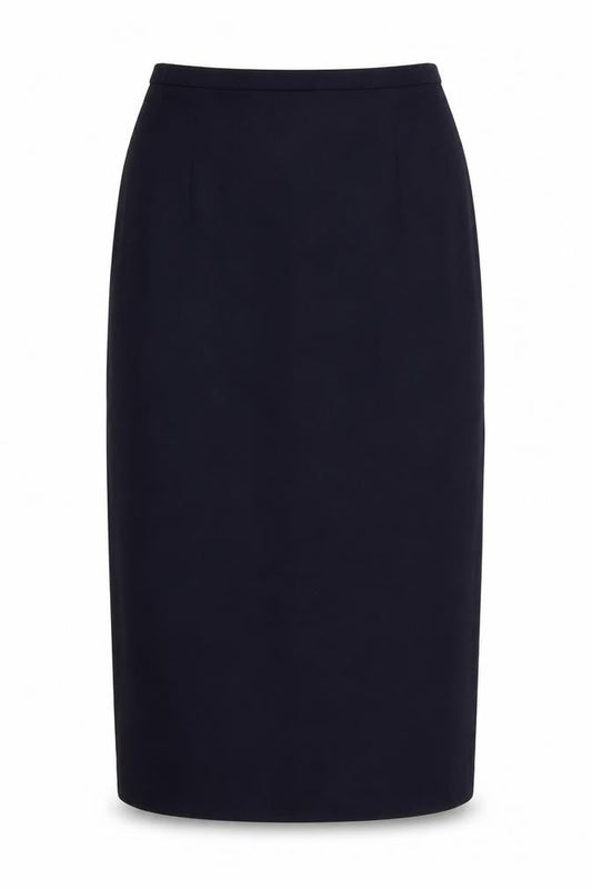 Front view of Talbots women’s blue chiffon straight & pencil skirt, size UK 8