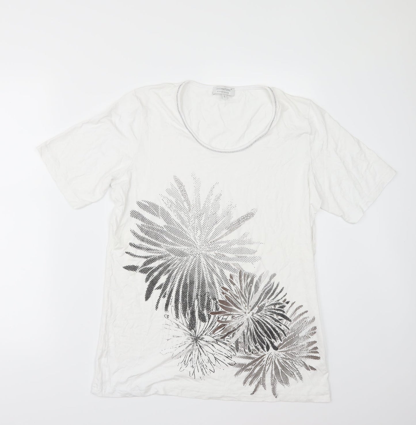 Womens UK Size L Signature White Basic T-Shirt