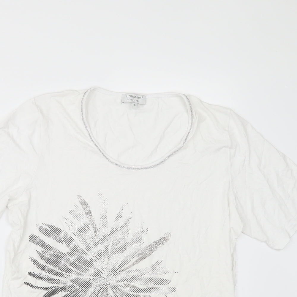 Womens UK Size L Signature White Basic T-Shirt