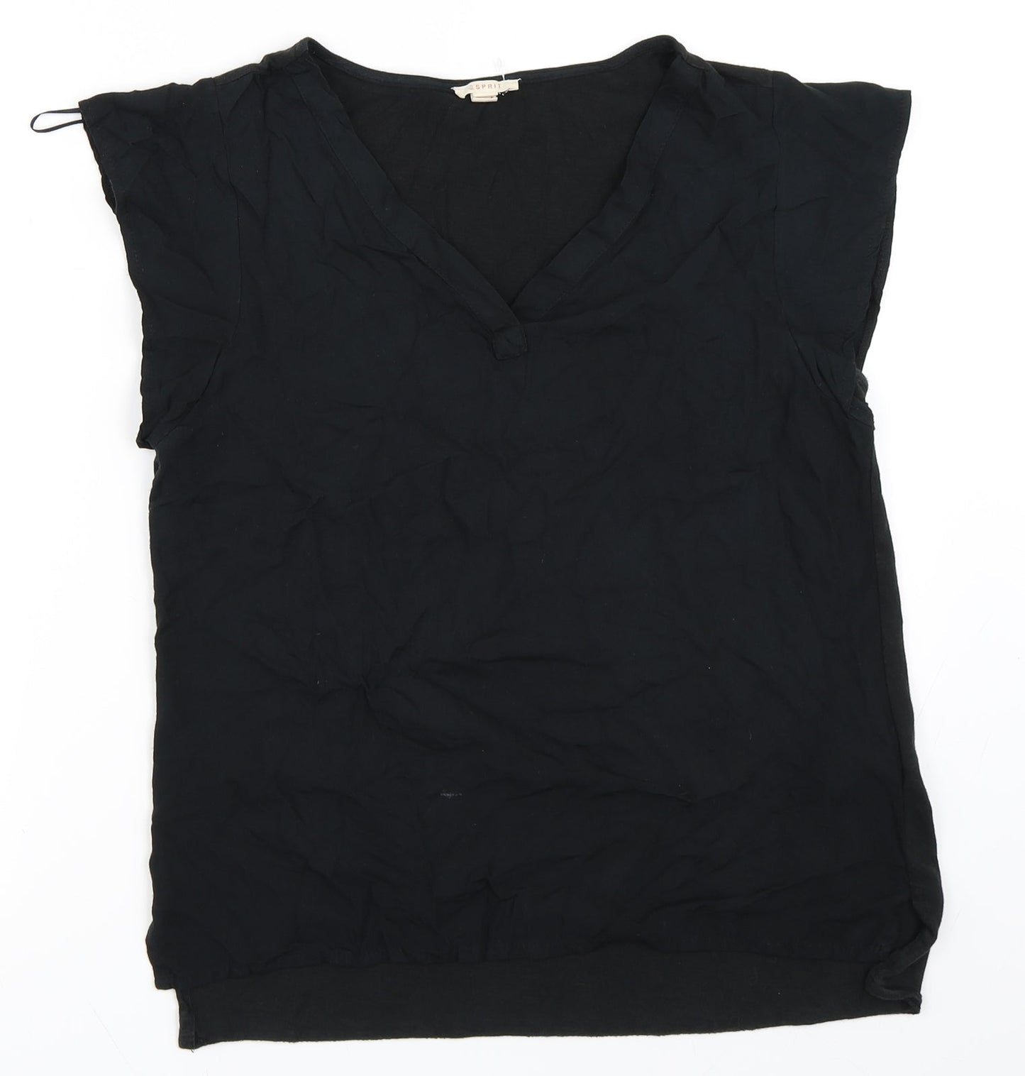 Womens UK Size S Spirit Black Basic T-Shirt