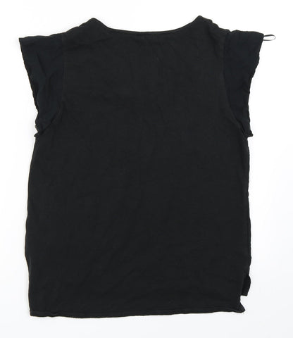 Womens UK Size S Spirit Black Basic T-Shirt