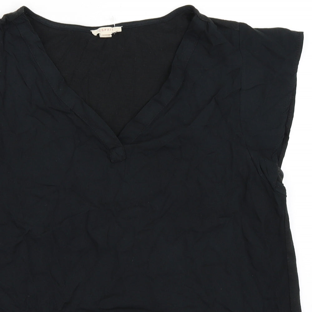 Womens UK Size S Spirit Black Basic T-Shirt