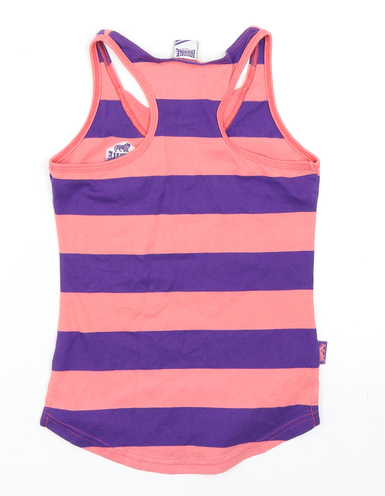 Lonsdale Girls Pink Striped  Basic Tank Size 9-10 Years