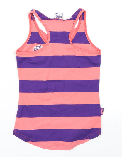 Lonsdale Girls Pink Striped  Basic Tank Size 9-10 Years