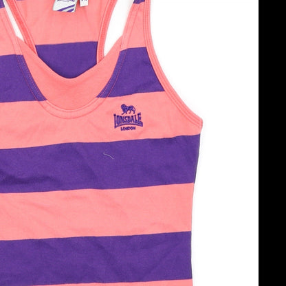 Lonsdale Girls Pink Striped  Basic Tank Size 9-10 Years