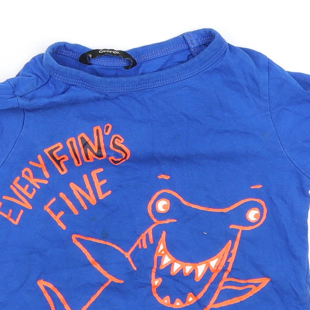 George Boys Blue   Basic T-Shirt Size 2-3 Years  - Shark