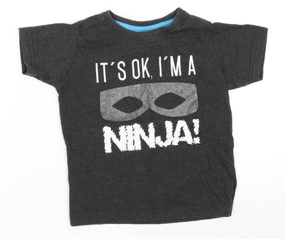Urban Rascals Boys Grey   Basic T-Shirt Size 3 Years  - Ninja